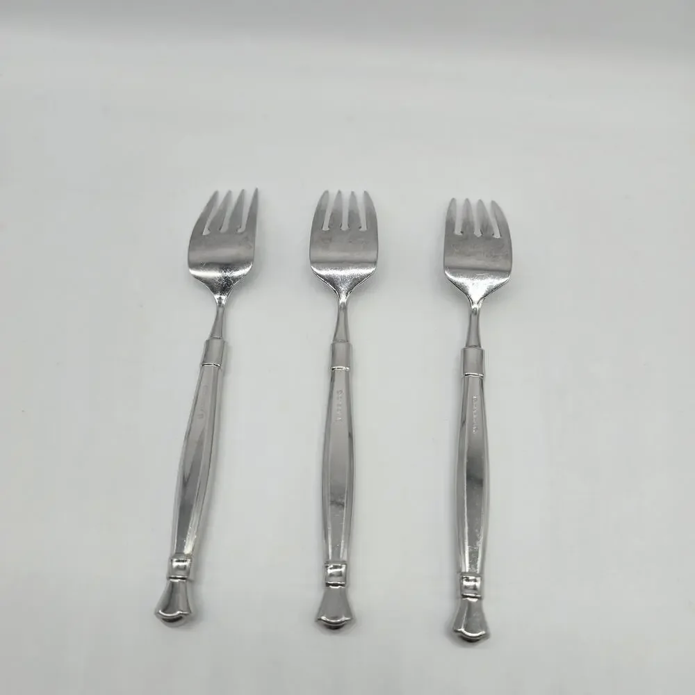 Oneida Act 1 Glossy Stainless Heirloom Cube Flatware Set of 3 Salad Desert Forks